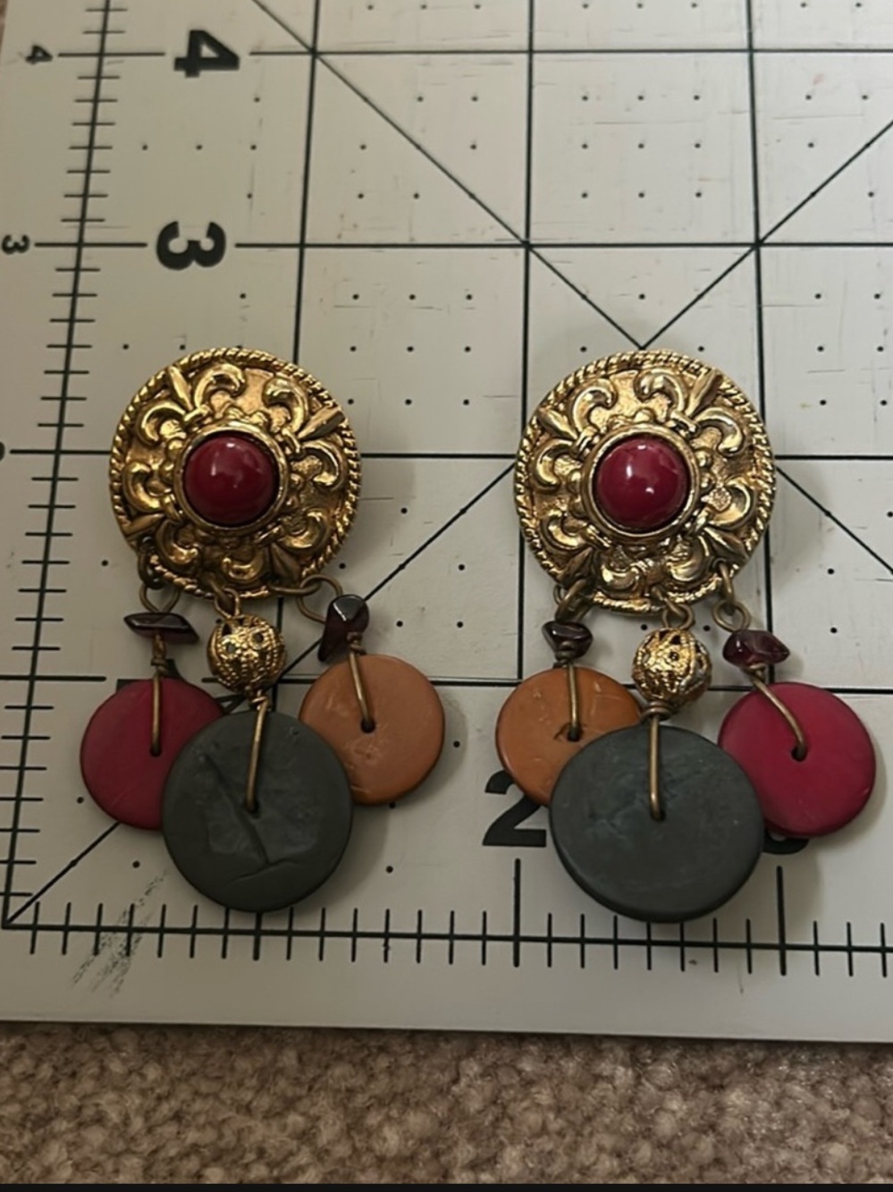 Vintage 1980s The Limited Statement Dangle Earrings Multicolor